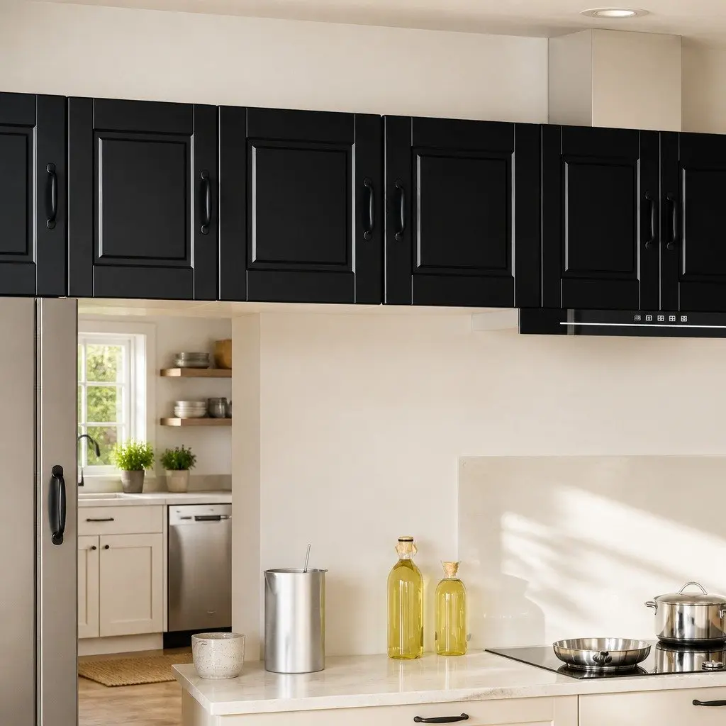 PORTO Black Kitchen Wall Cabinet 2-Piece Set
