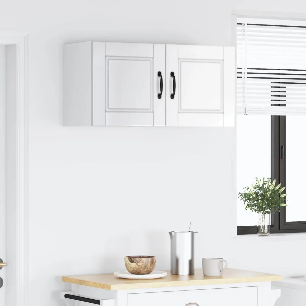 High Gloss White Wall Cabinet for Kitchen Storage 40x31x40cm