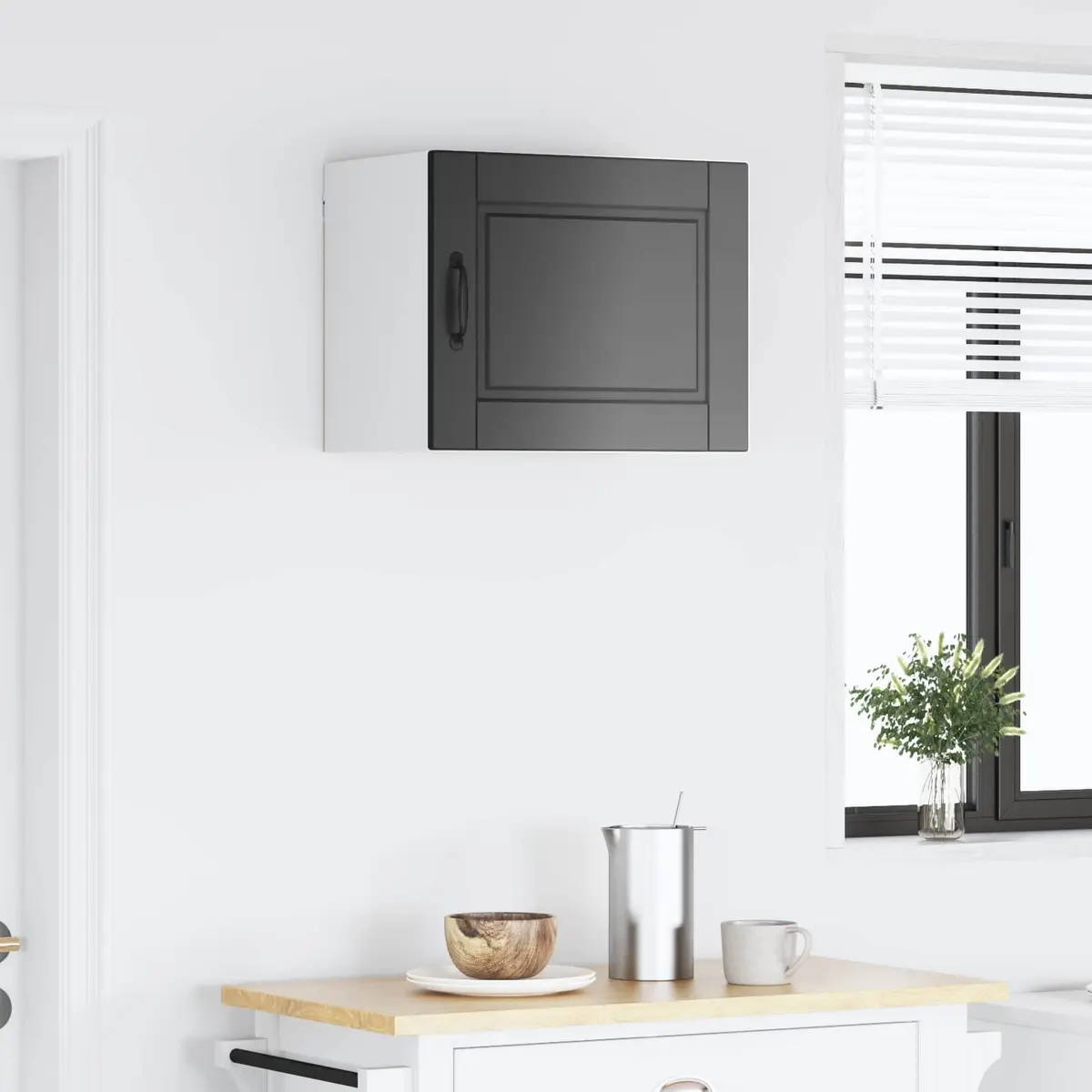 Wall-Mounted Kitchen Cabinet in Black