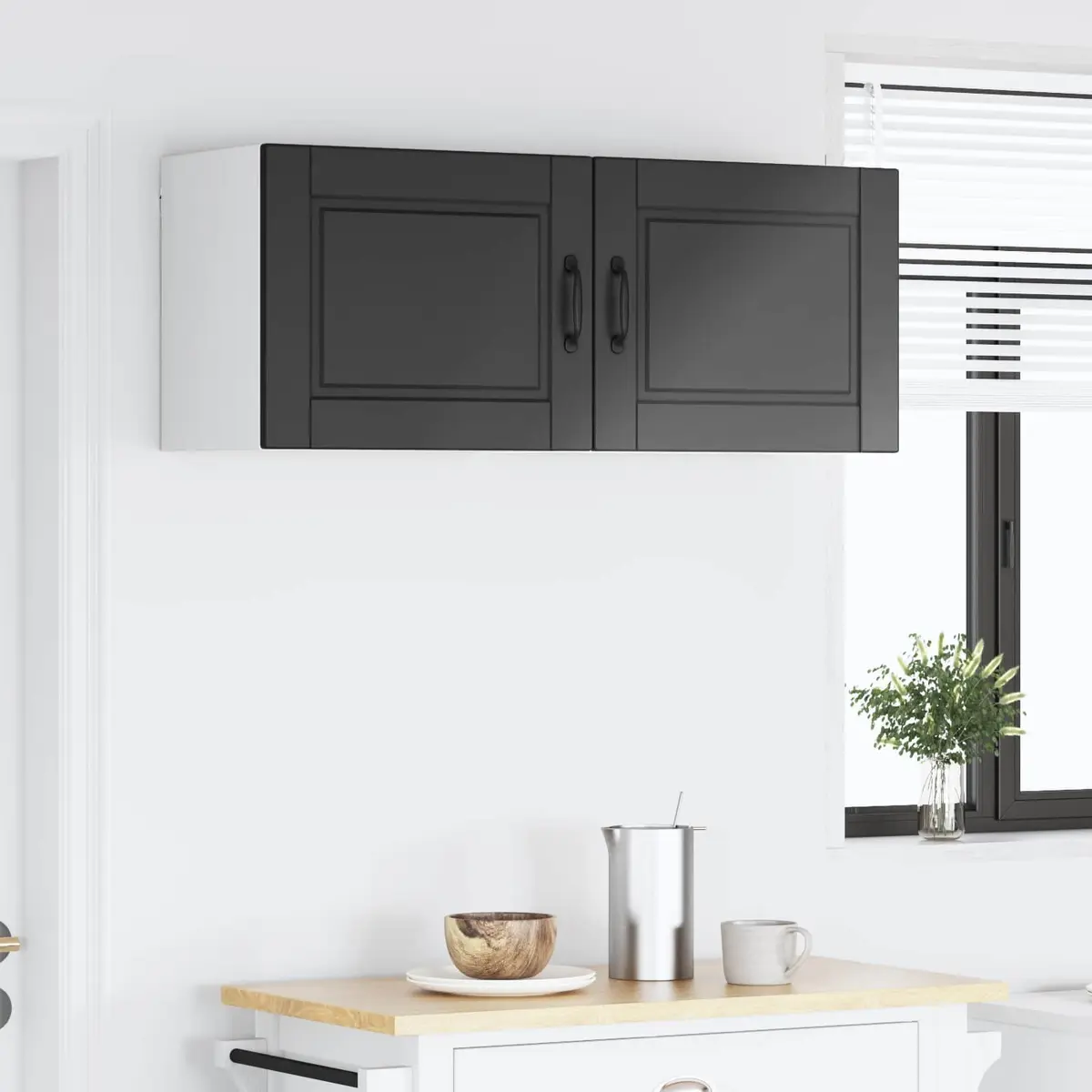 Black Wall Cabinet Porto for Kitchen Storage