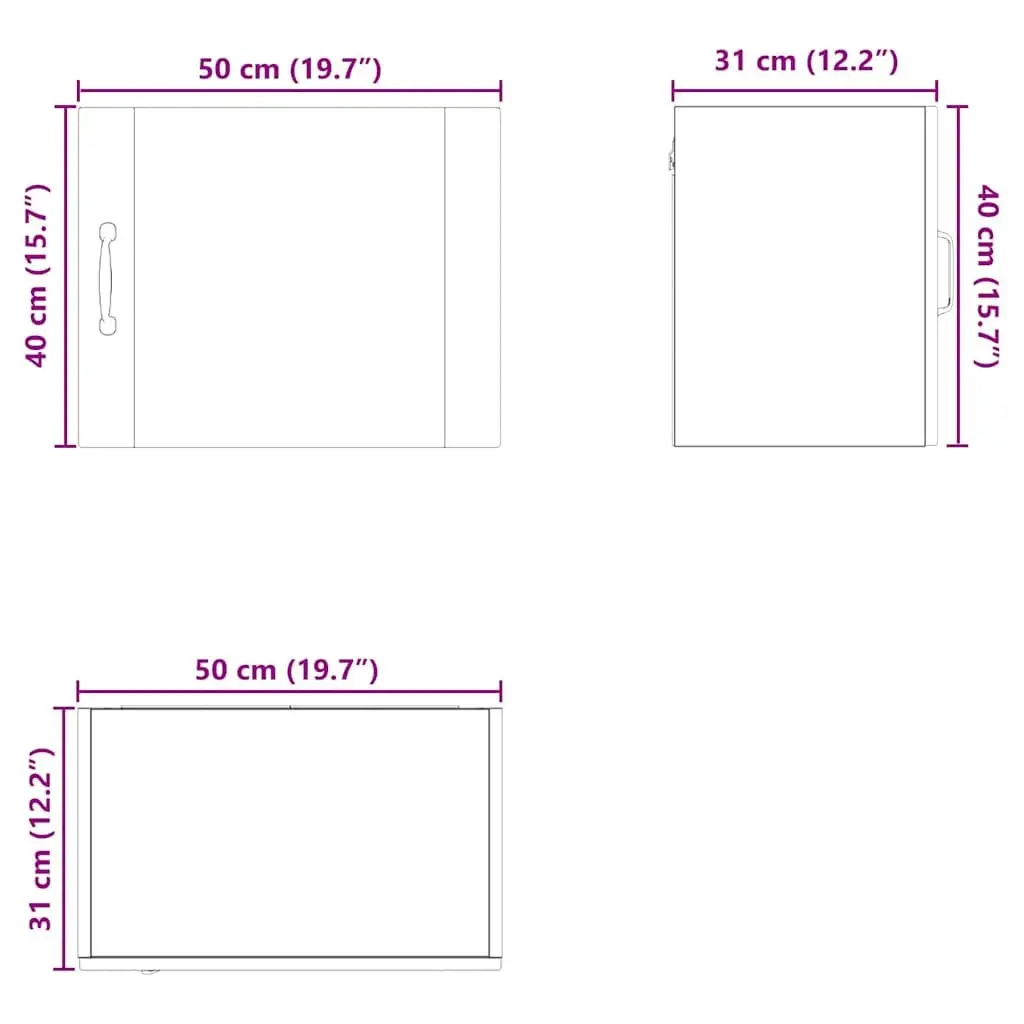 Wall Cabinet Engineered Wood 50 x 31 x 40 cm High Gloss White