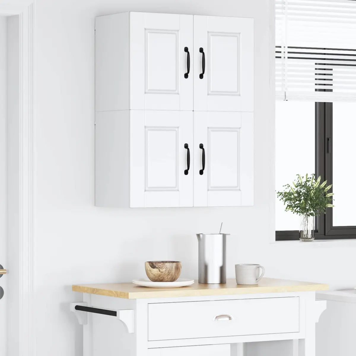 Wall Cabinet PORTO 2 Pcs White Kitchen Storage Engineered Wood 60x31x40cm