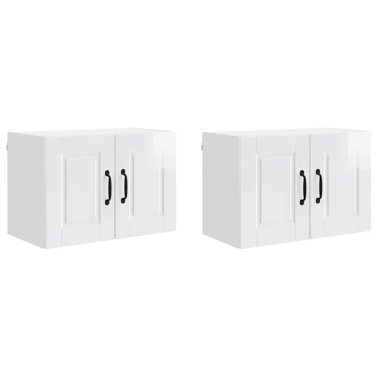 Wall Cabinet High Gloss White Kitchen Storage 60cm Engineered Wood Modern 2 Pack