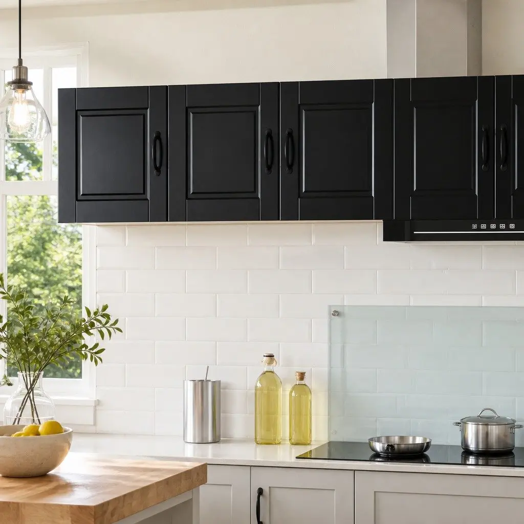 Black Wall-Mounted Kitchen Cabinet 80x31x40cm Engineered Wood