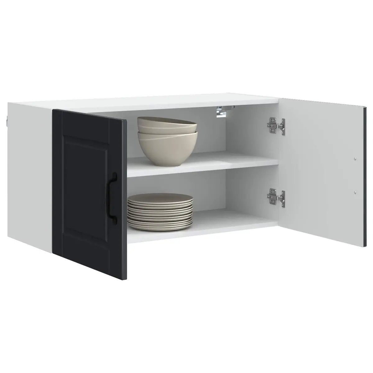 Black Wall-Mounted Kitchen Cabinet 80x31x40cm Engineered Wood