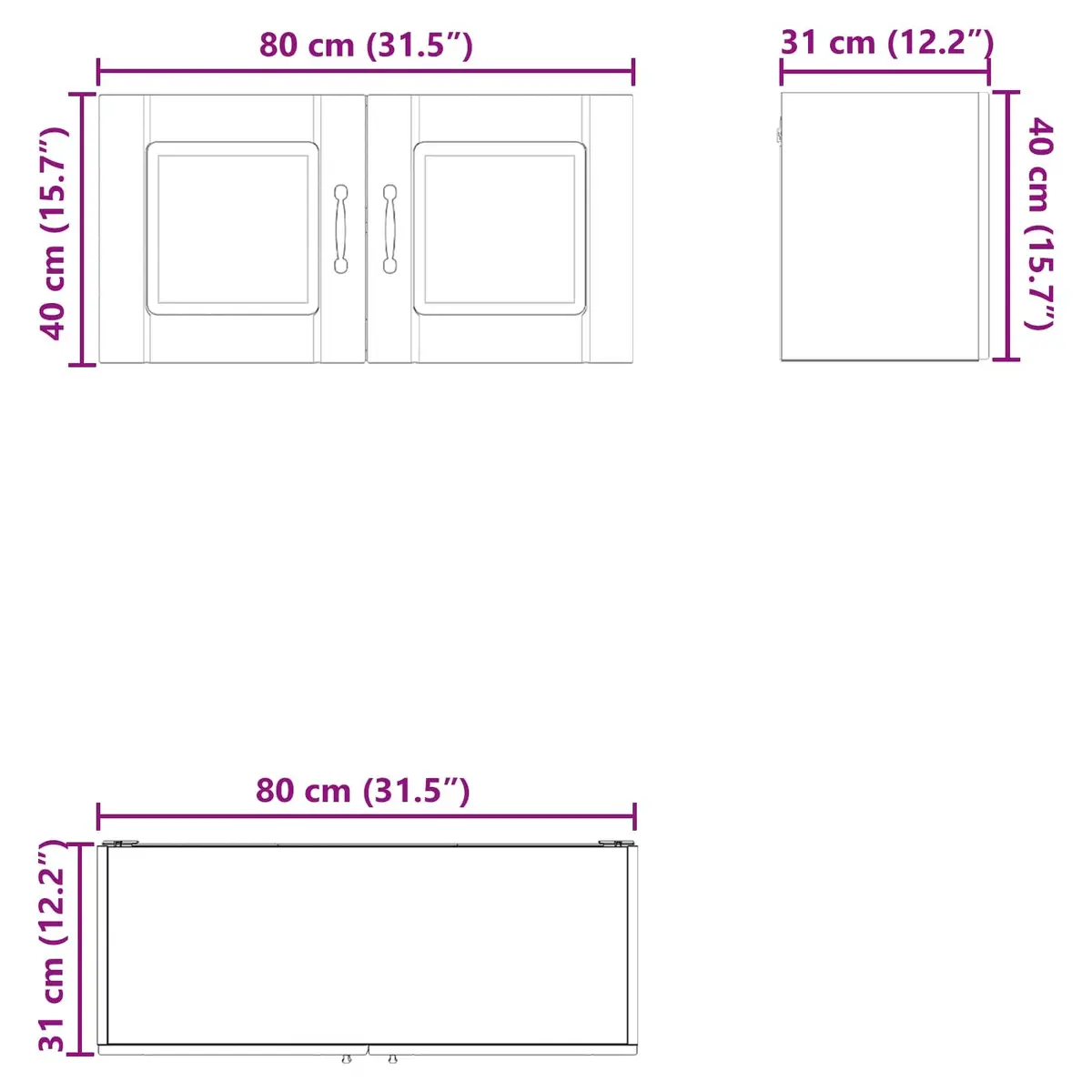 Kitchen Cabinet Engineered Wood 80 x 31 x 40 cm High Gloss White Wall Mounted