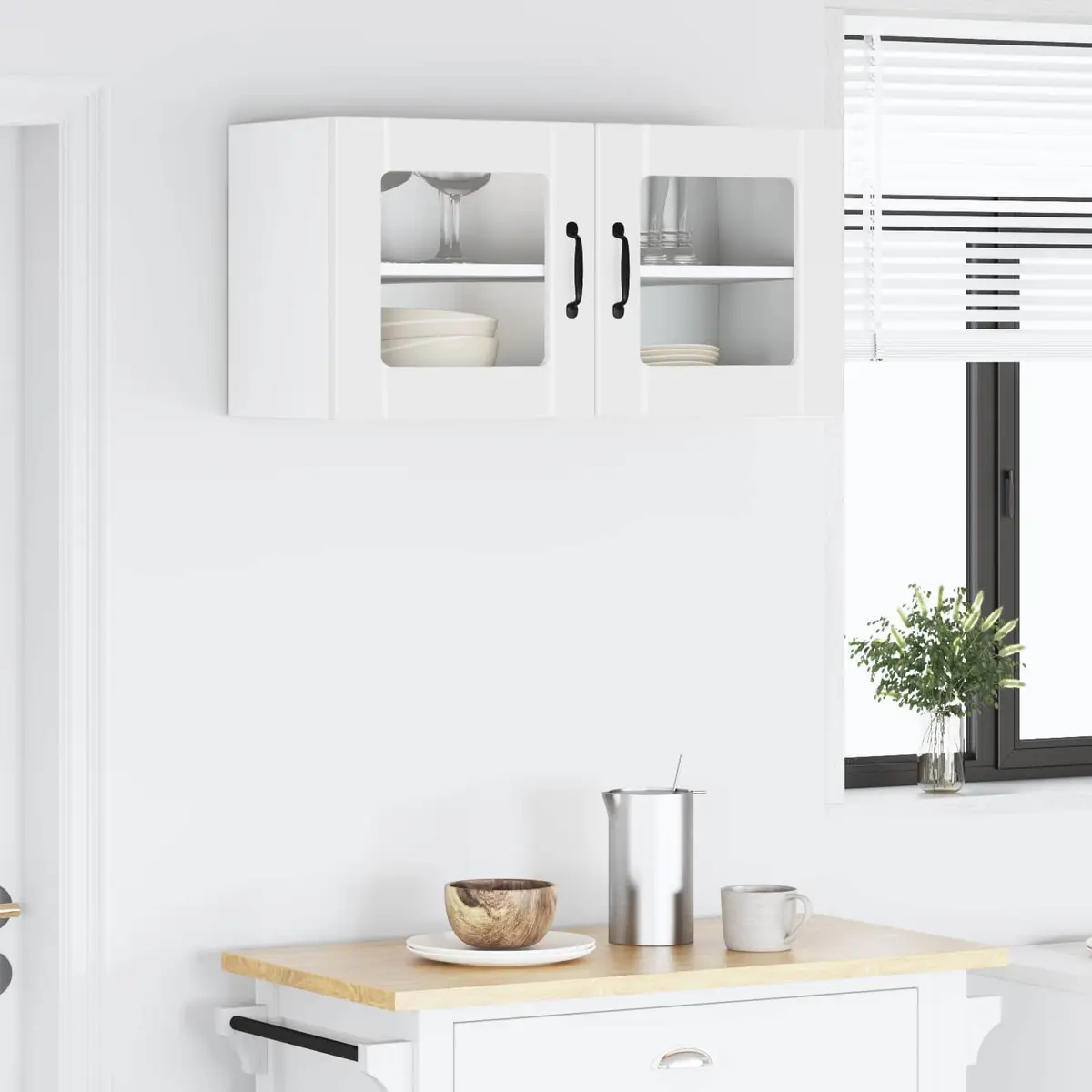 Wall-Mounted Kitchen Cabinet Organizer in White