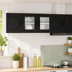 Contemporary Black Wall Glass Cabinet 80x31x40cm