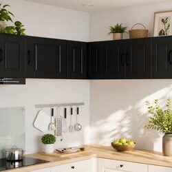 Sturdy Wall-Mounted Black Kitchen Corner Cabinet