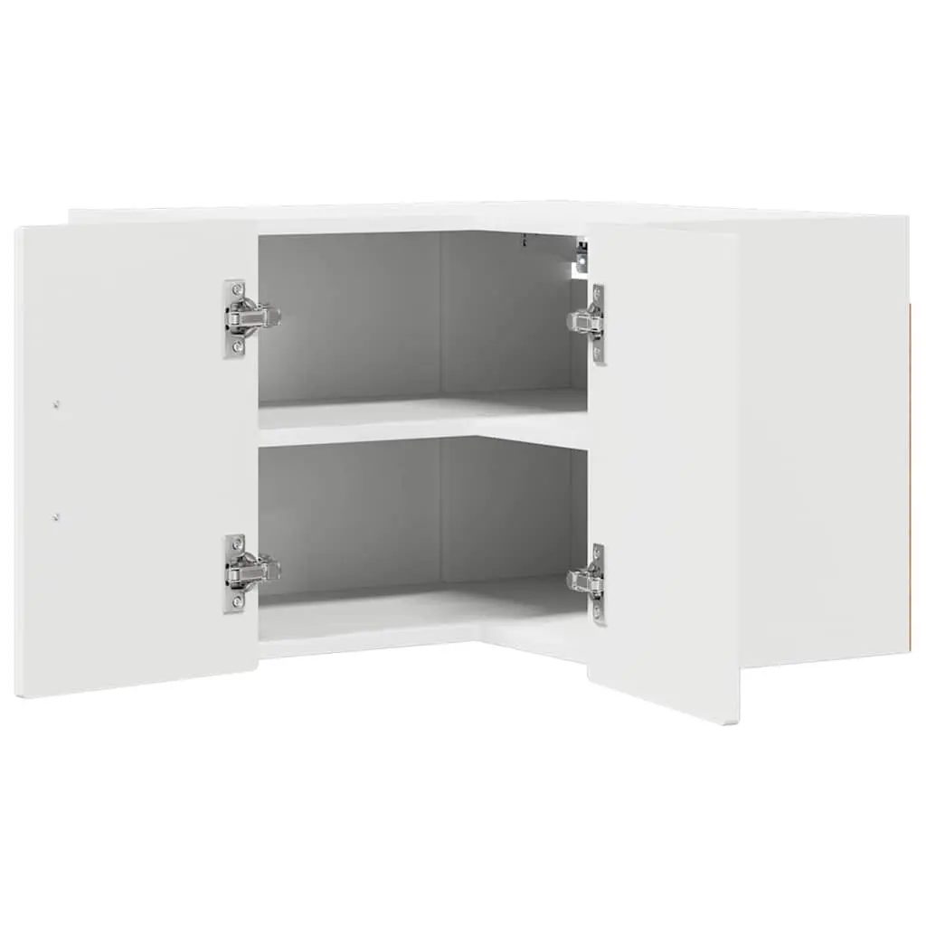 Wall-Mounted Corner Kitchen Cabinet in High Gloss White