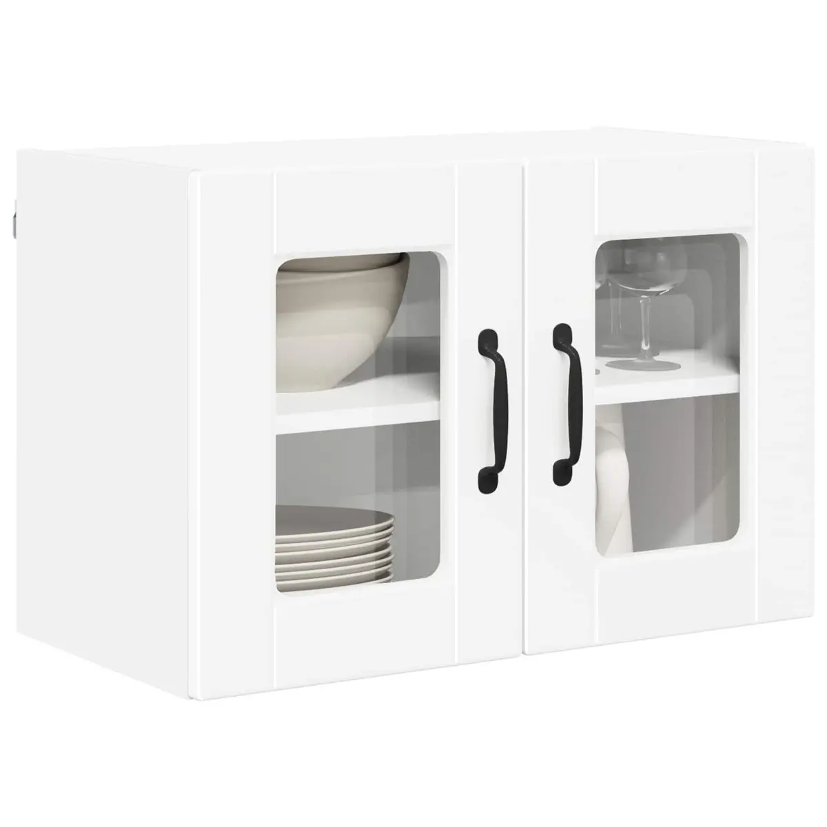 Wall Cabinet Glass White 60x31x40cm 2 Piece Modern Kitchen Storage