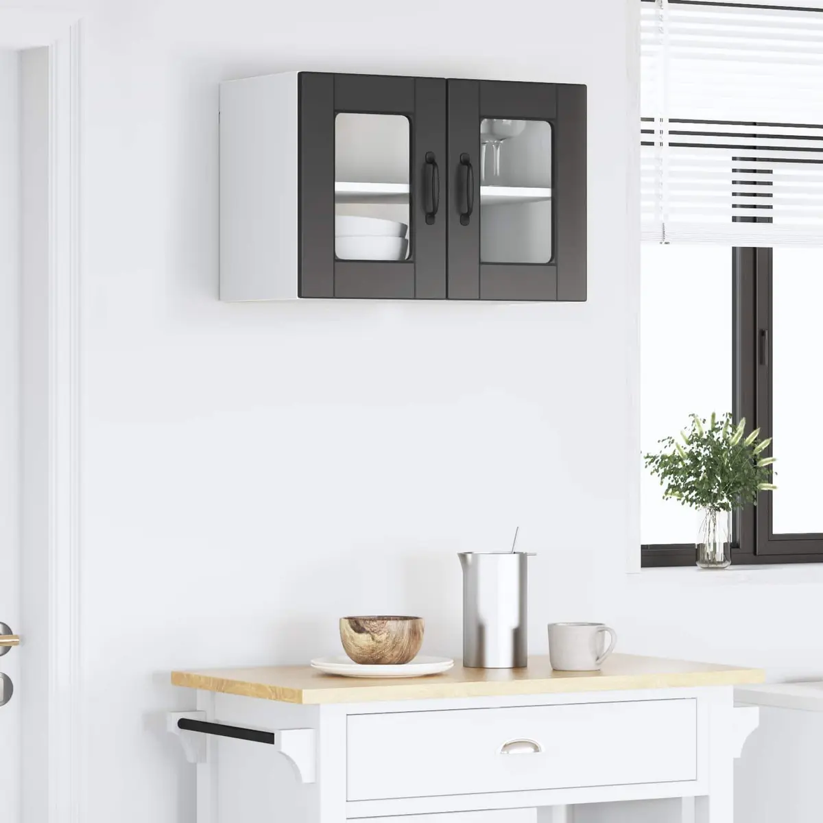 Wall Cabinet Engineered Wood Black 60x31x40cm Kitchen Storage Organiser
