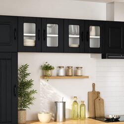 Black Wall Glass Cabinet for Modern Kitchen Storage