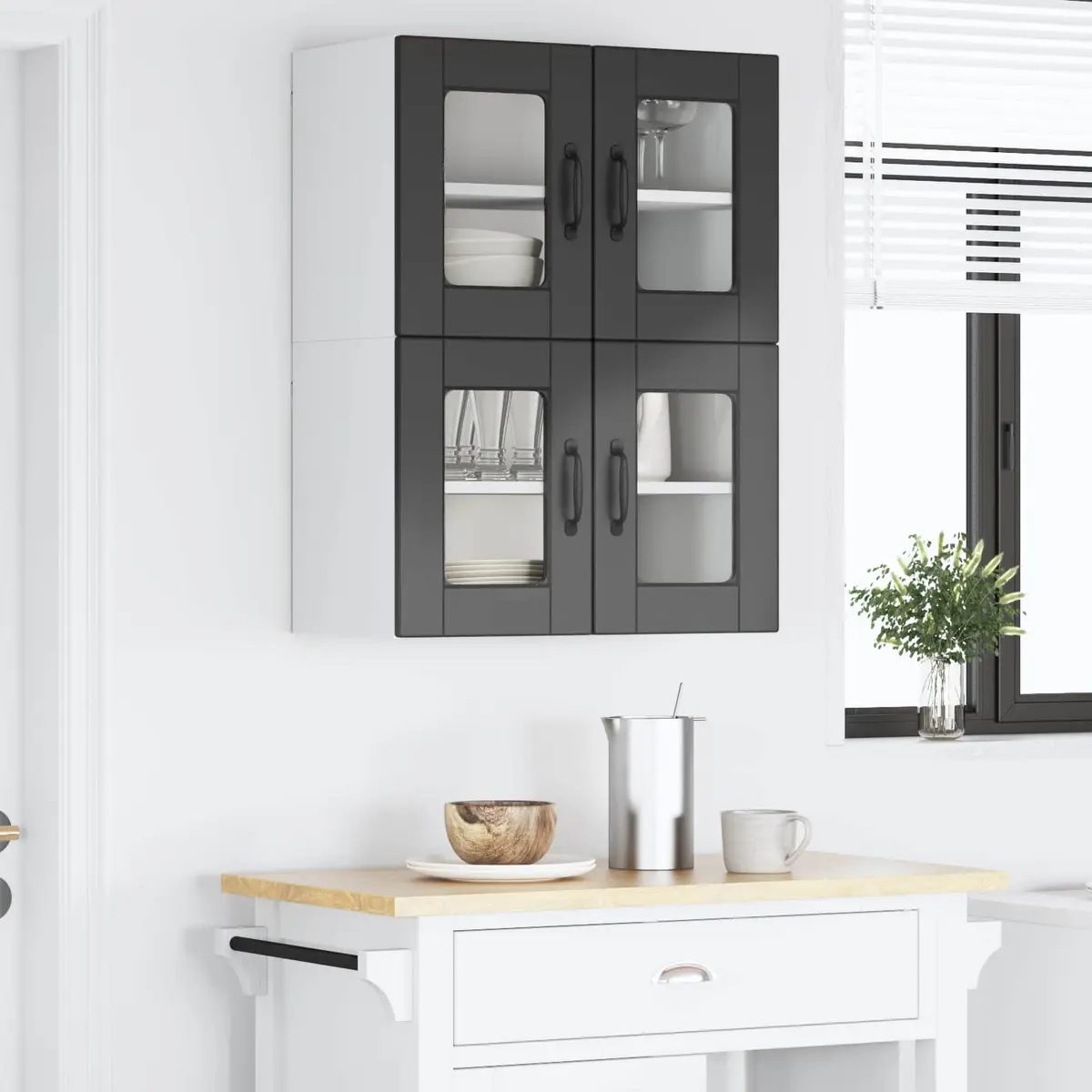 Wall Mounted Kitchen Cabinet Engineered Wood 60 x 31 x 40 cm Black 2 Piece