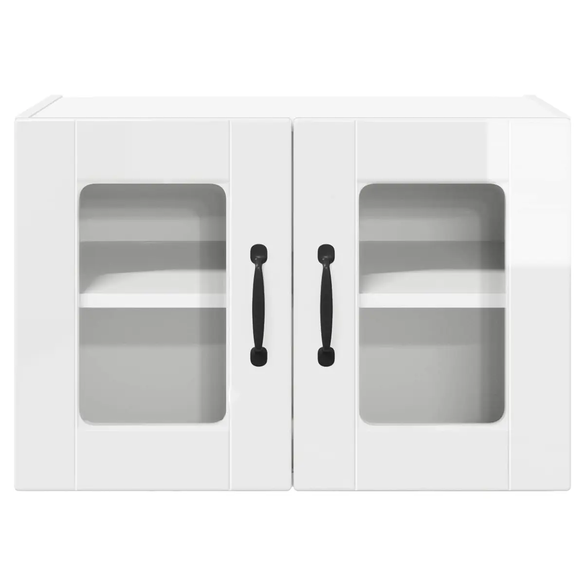 Wall Glass Cabinet Engineered Wood 2 pcs High Gloss White Kitchen Storage Cupboard Wall Mounted