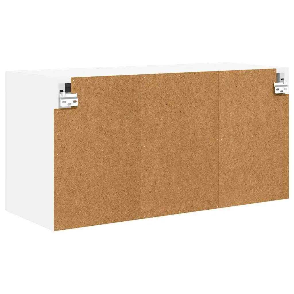 Wall Glass Cabinet Engineered Wood 2 pcs High Gloss White Kitchen Storage Cupboard Wall Mounted
