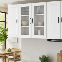 PORTO White Wall Glass Cabinet for Kitchen Storage 40x31x80cm