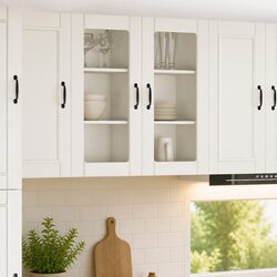 Stylish Wall Glass Cabinet PORTO for Modern Kitchens 40 x 31 x 80 cm Set of 2