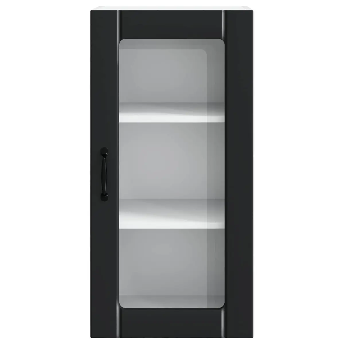 Wall Glass Cabinet 2 pcs Black Kitchen Storage Cupboard Wall Mounted Display