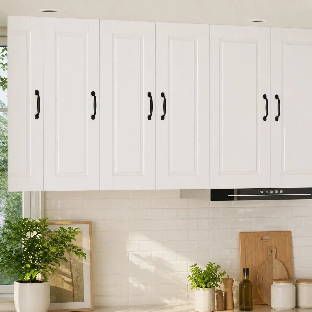 Wall Cabinet Engineered Wood 30 x 31 x 80 cm White Mounted Shelves