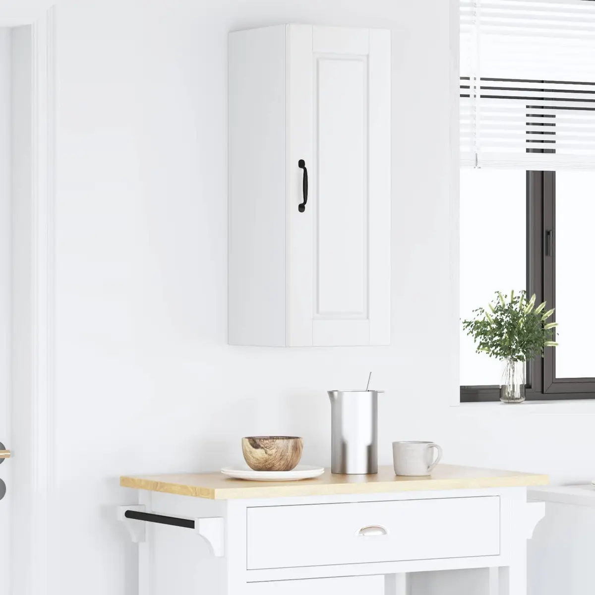 Wall Cabinet Engineered Wood 30 x 31 x 80 cm White Mounted Shelves