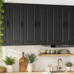Sturdy Black Engineered Wood Wall Cabinet for Kitchen