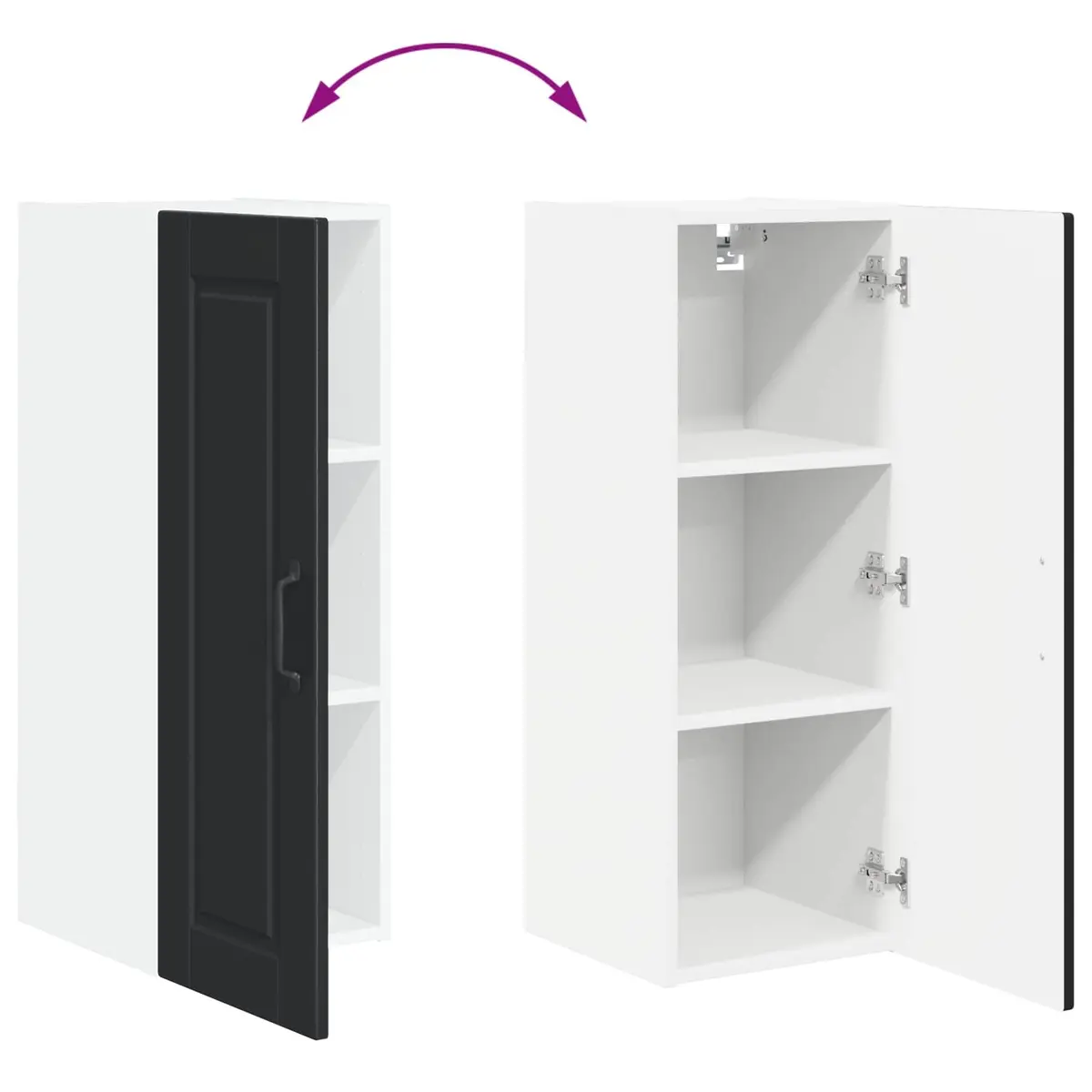 Black Engineered Wood Wall Cabinet for Kitchen