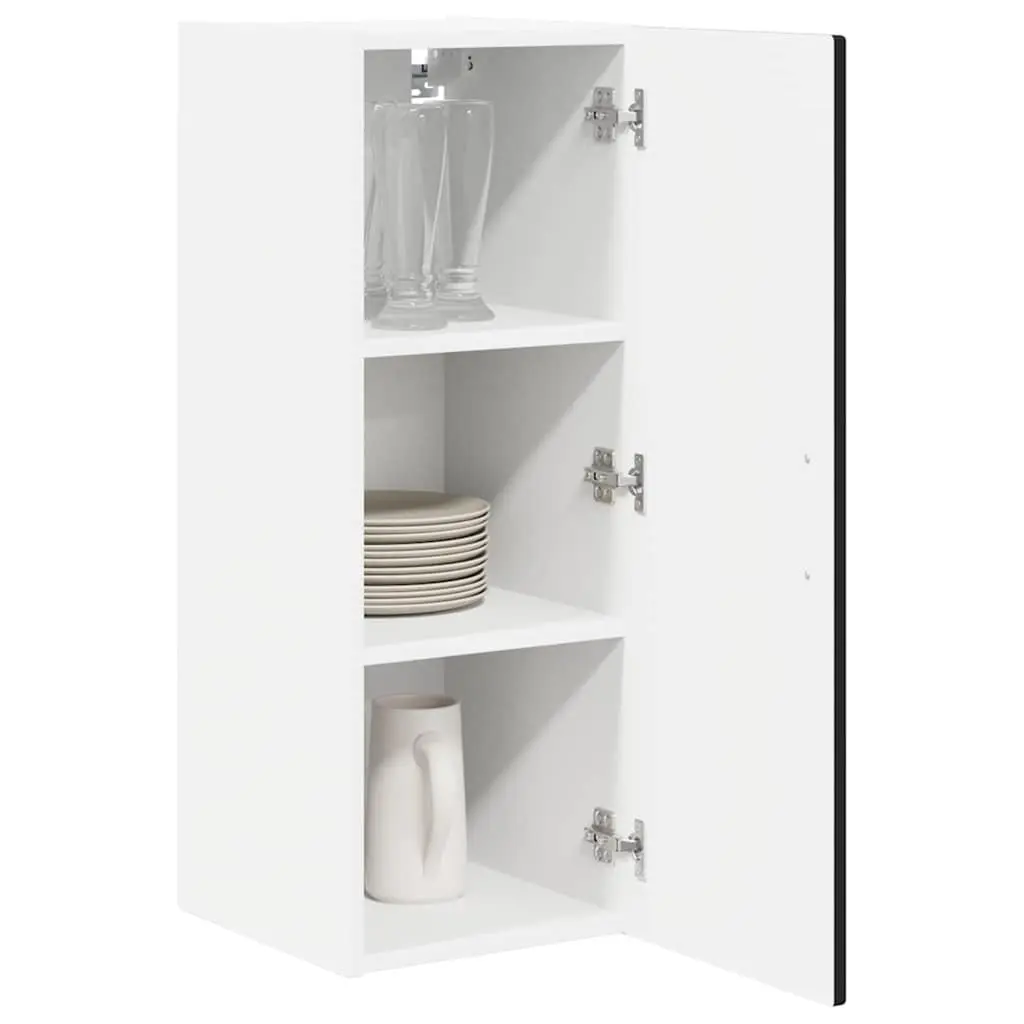 Black Engineered Wood Wall Cabinet for Kitchen