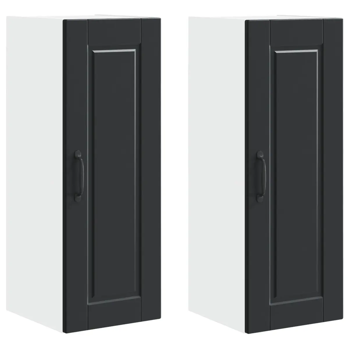 Black Engineered Wood Wall Cabinet Set