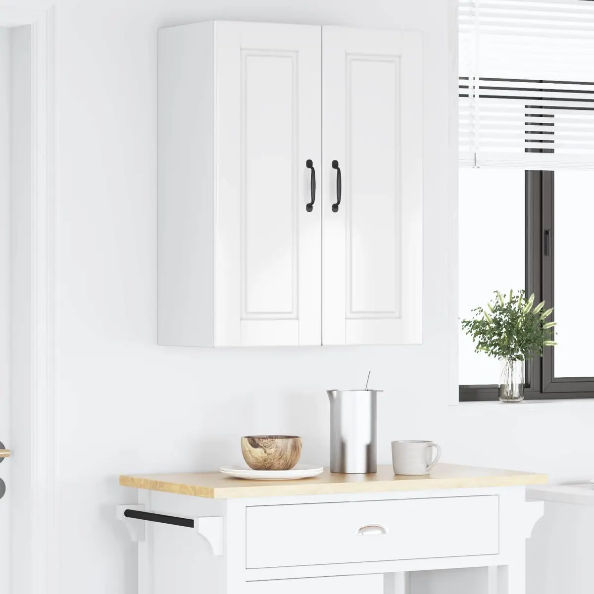 Wall Cabinet Engineered Wood 30x31x80cm High Gloss White 2 Piece