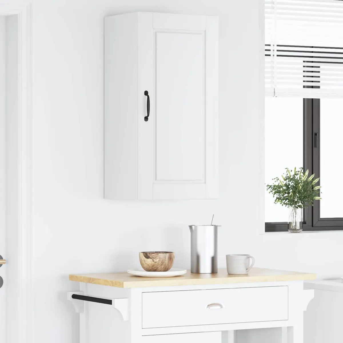 Wall Cabinet Kitchen Storage in White 40x31x80cm