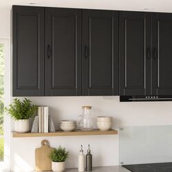 Black Wall Cabinet for Kitchen Storage 40x31x80cm
