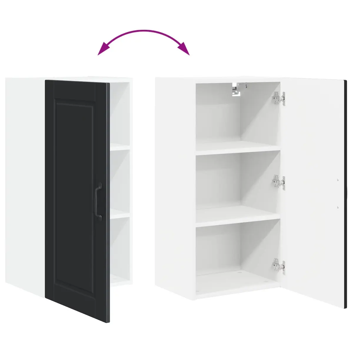 Black Wall Cabinet for Kitchen Storage 40x31x80cm