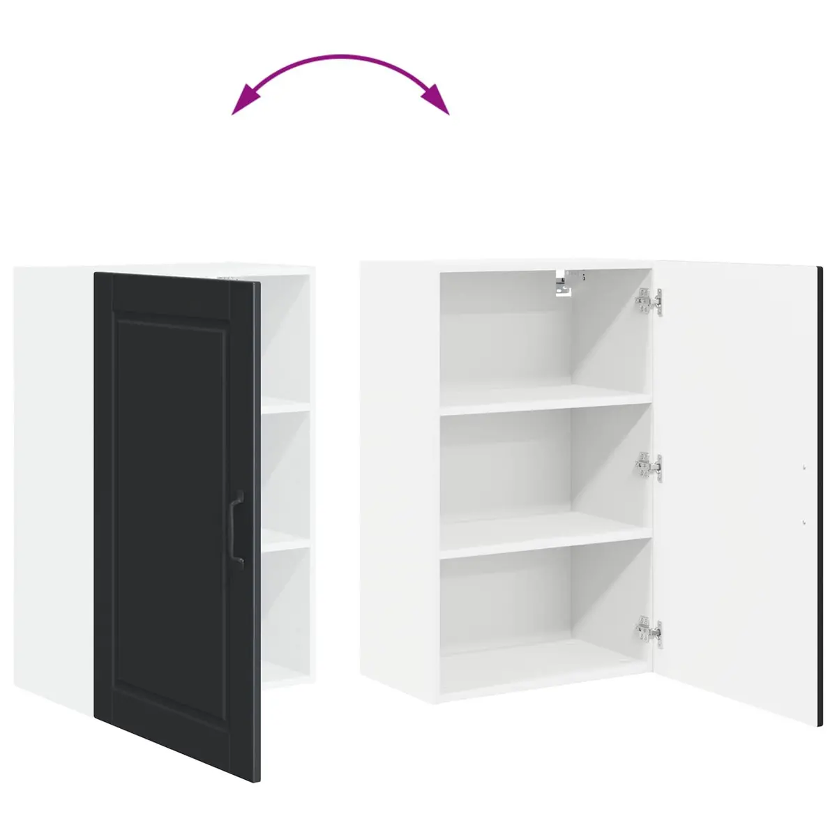 Black Engineered Wood Wall Cabinet 50x31x80cm