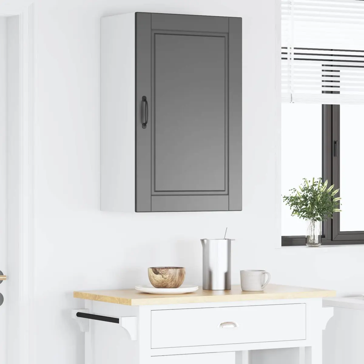 Black Engineered Wood Wall Cabinet 50x31x80cm