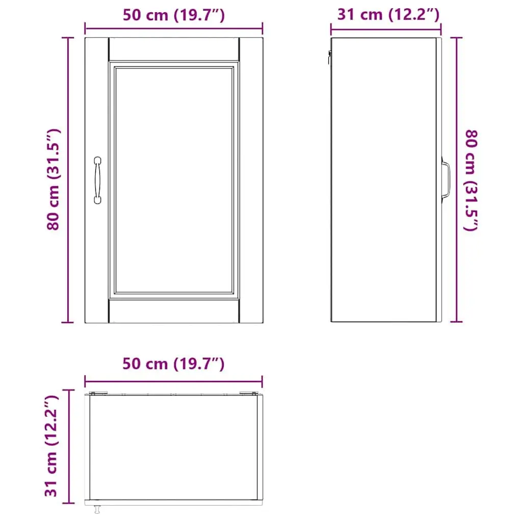Wall Cabinet Engineered Wood 50 x 31 x 80 High Gloss White