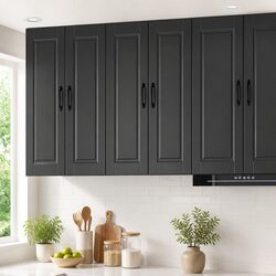 Sturdy Black Engineered Wood Wall Cabinet 60x31x80cm