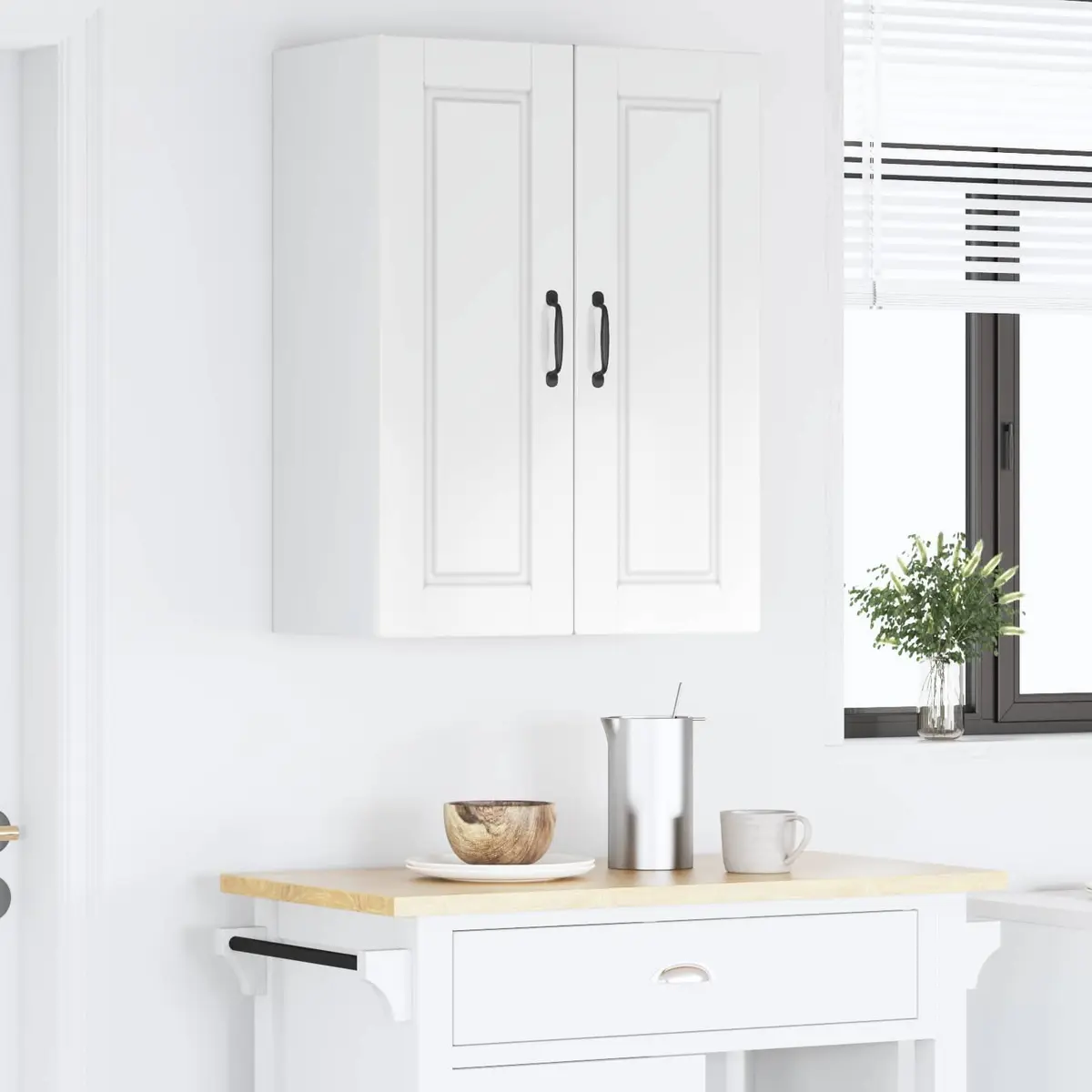 Wall Cabinet Kitchen Storage Engineered Wood High Gloss White 60 x 31 x 80 cm