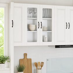 White Wall Glass Cabinet 80x31x80cm for Kitchen Storage
