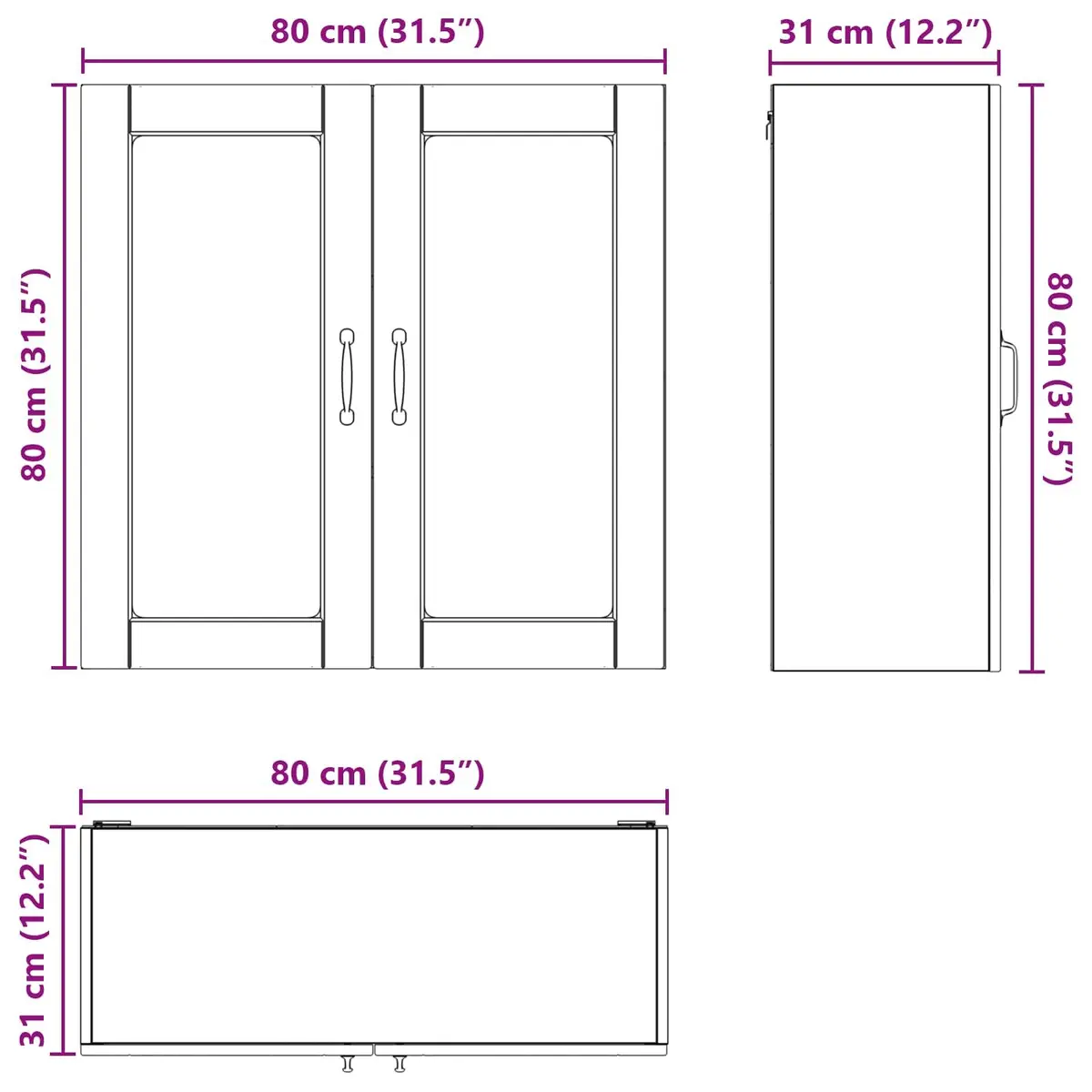 Wall Cabinet Engineered Wood 80x31x80cm White