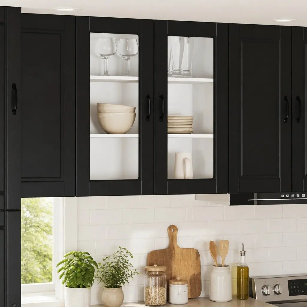 Wall Cabinet Engineered Wood 80x31x80cm Black
