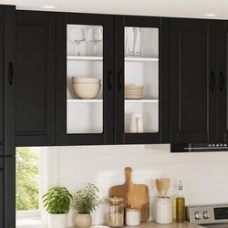 Black Kitchen Storage Wall Cabinet PORTO 80x31x80cm