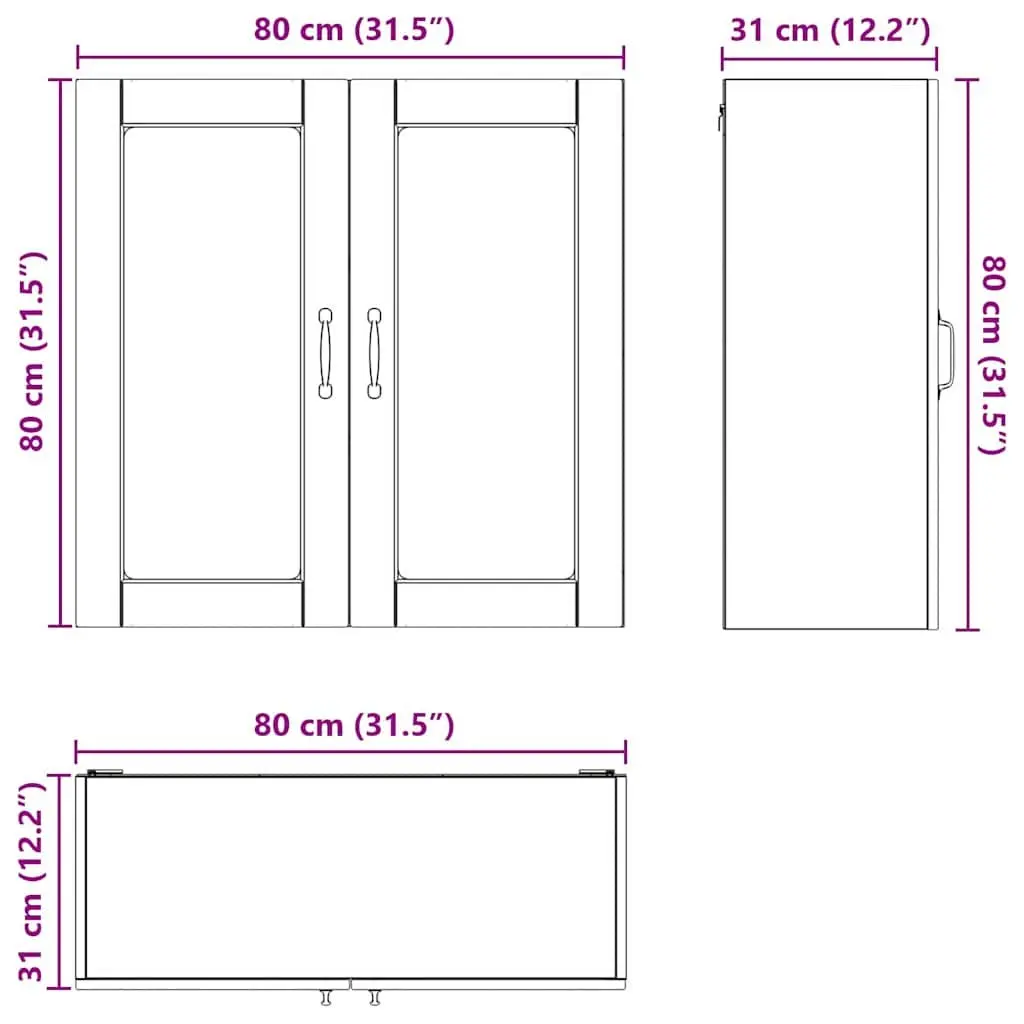 Wall Cabinet Engineered Wood 80x31x80cm Black