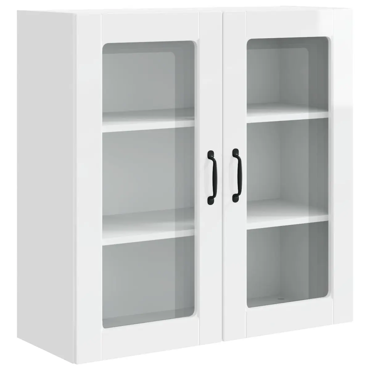 High Gloss White Wall-Mounted Glass Cabinet for Kitchens