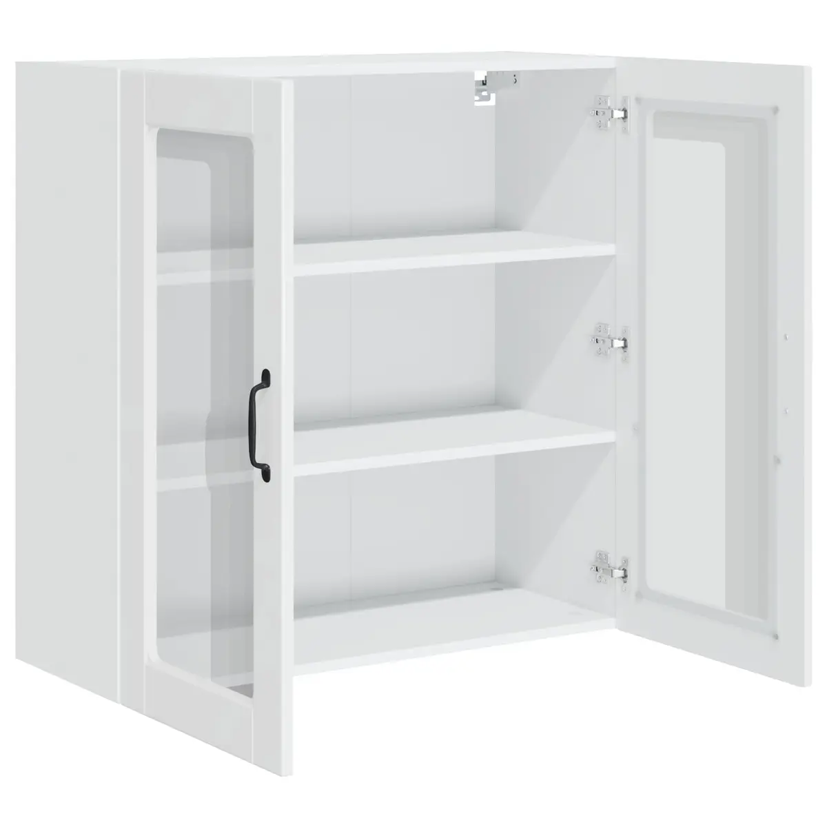 High Gloss White Wall-Mounted Glass Cabinet for Kitchens