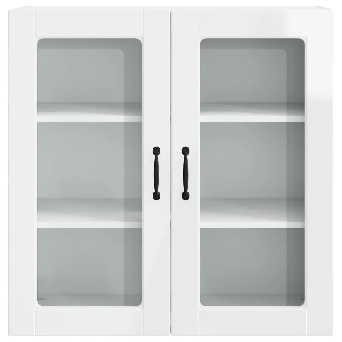 High Gloss White Wall-Mounted Glass Cabinet for Kitchens