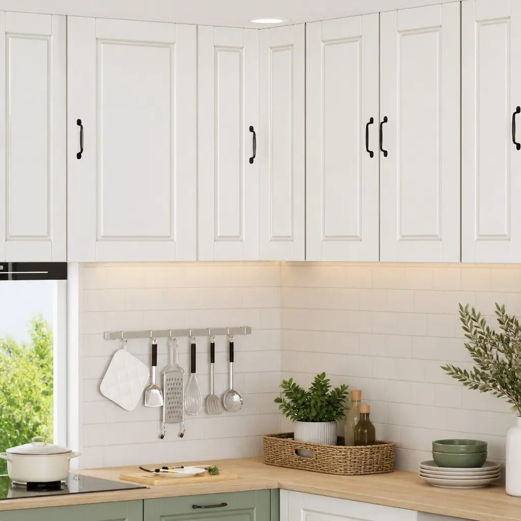 White Wall-Mounted Corner Kitchen Cabinet 57x57x80cm