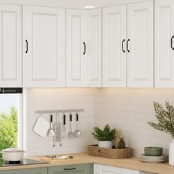 Durable White Wall-Mounted Corner Kitchen Cabinet 57x57x80cm