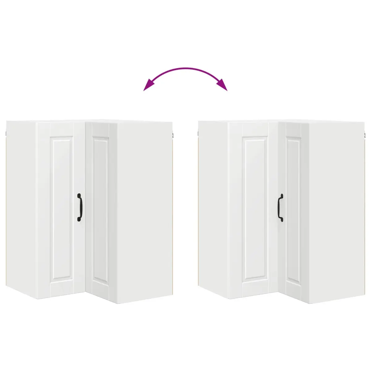 White Wall-Mounted Corner Kitchen Cabinet 57x57x80cm