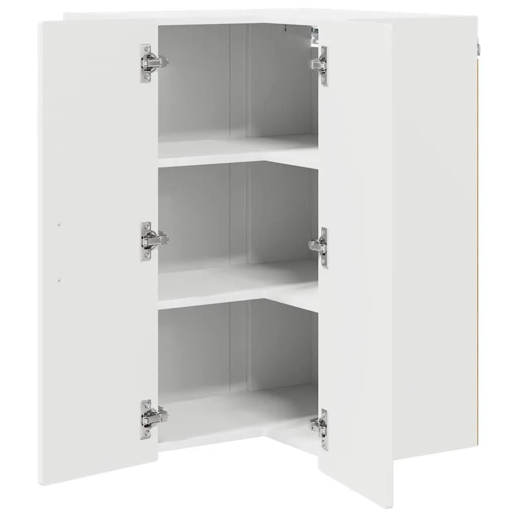 White Wall-Mounted Corner Kitchen Cabinet 57x57x80cm